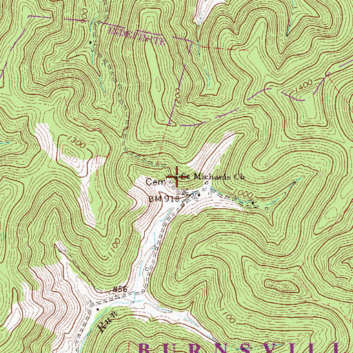 Topographic Map of Saint Michaels Church, WV