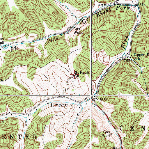 Topographic Map of Saint Paul United Methodist Church, WV
