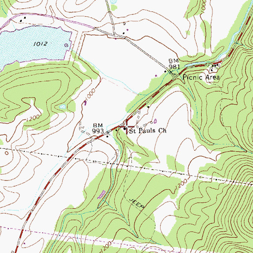 Topographic Map of Saint Pauls Church, WV