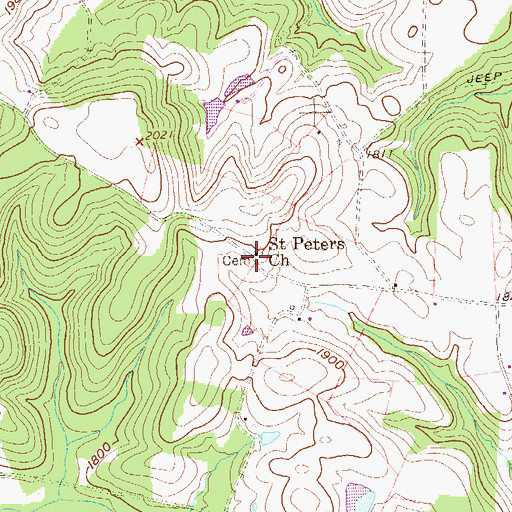 Topographic Map of Saint Peters Church, WV