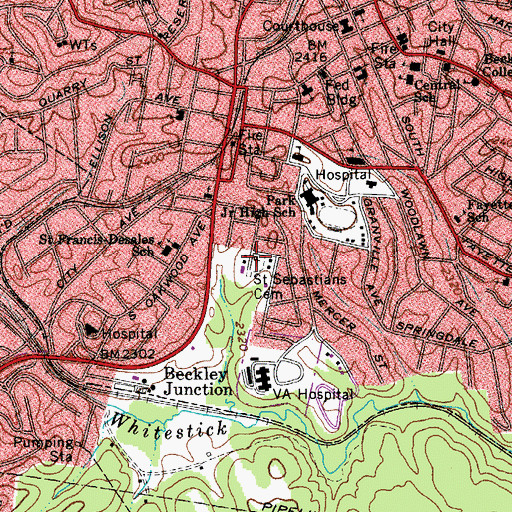 Topographic Map of Saint Sebastians Cemetery, WV