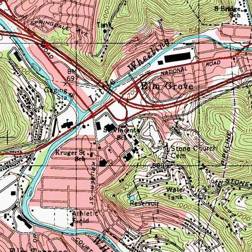 Topographic Map of Saint Vincent de Paul School, WV
