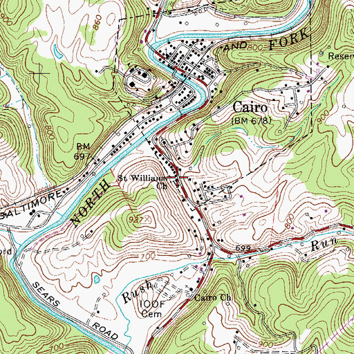 Topographic Map of Saint Williams Church, WV