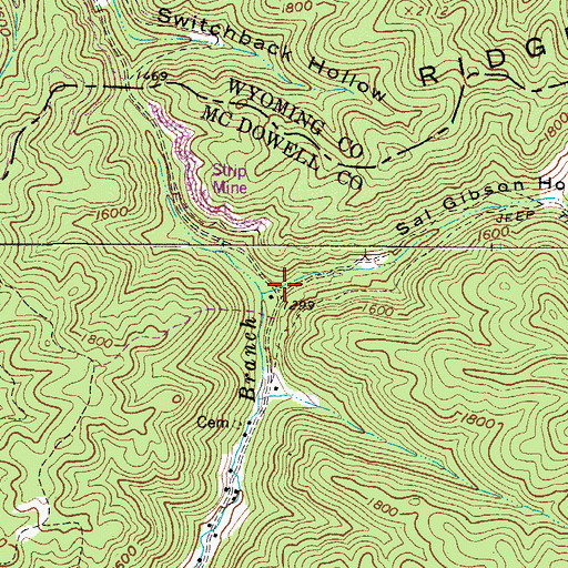 Topographic Map of Sal Gibson Hollow, WV