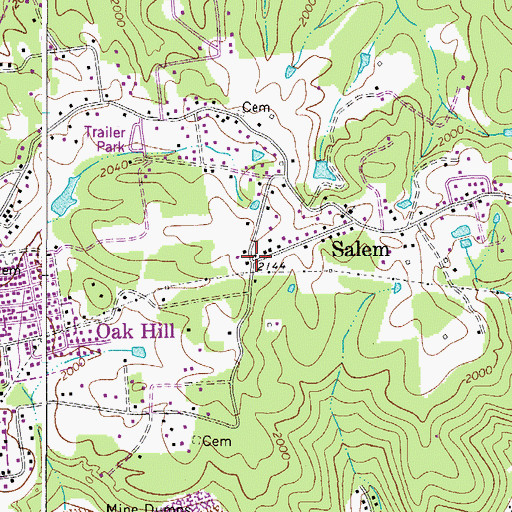 Topographic Map of Salem, WV