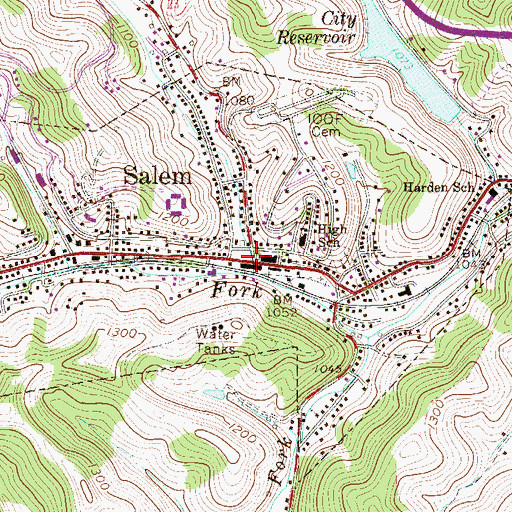 Topographic Map of Salem, WV