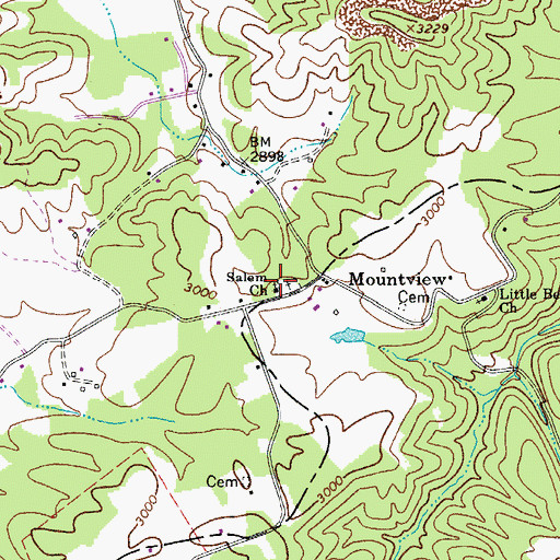 Topographic Map of Salem Church, WV