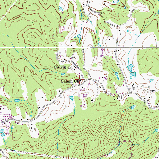 Topographic Map of Salem Church, WV