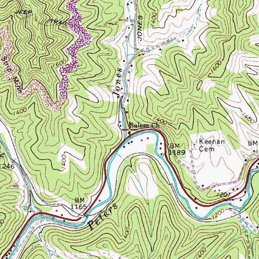 Topographic Map of Salem Church, WV