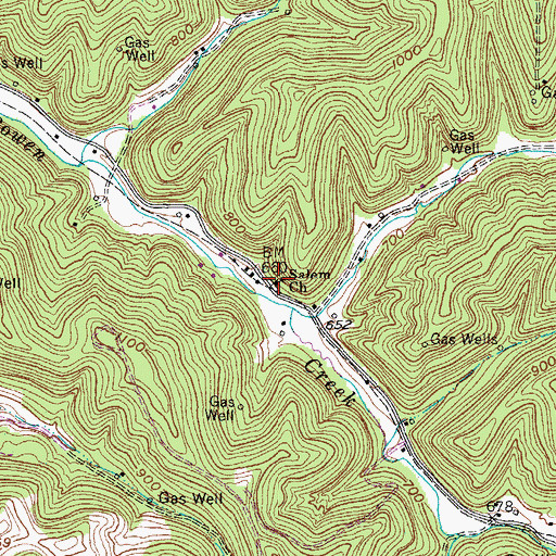 Topographic Map of Salem Church, WV