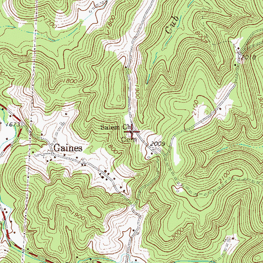 Topographic Map of Salem Church, WV