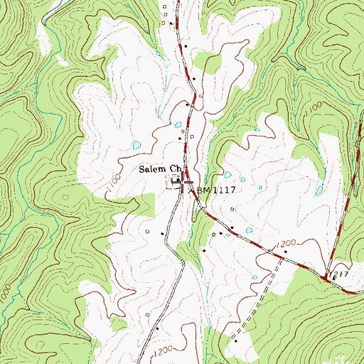 Topographic Map of Salem Church, WV