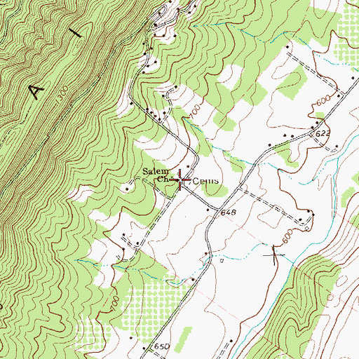 Topographic Map of Salem United Methodist Church, WV