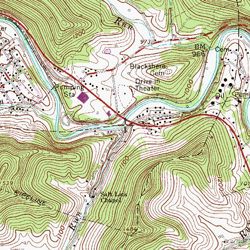 Topographic Map of Salt Lick Run, WV