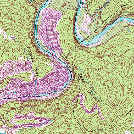 Topographic Map of Salt River, WV