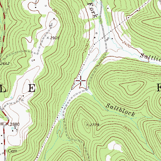 Topographic Map of Saltblock Run, WV