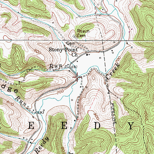 Topographic Map of Saltblock Run, WV