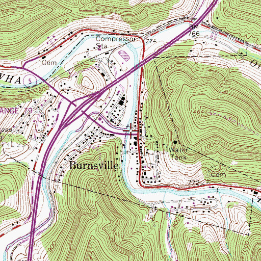 Topographic Map of Saltlick Creek, WV