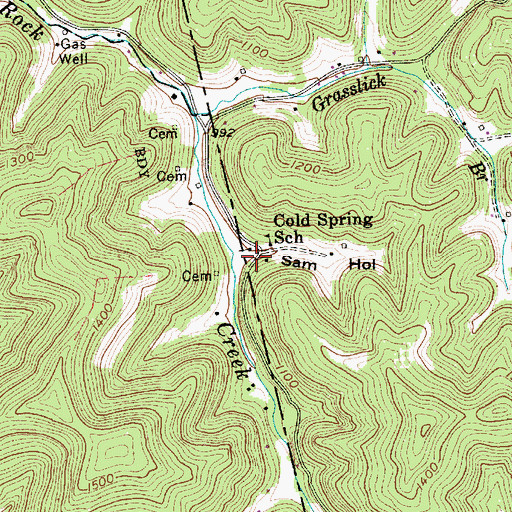 Topographic Map of Sam Hollow, WV
