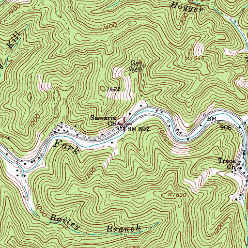 Topographic Map of Samaria Church, WV