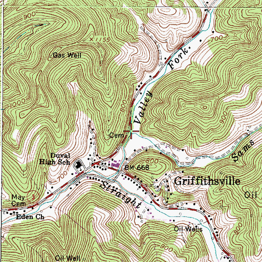 Topographic Map of Sams Branch, WV