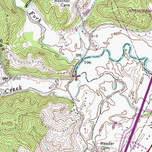 Topographic Map of Sams Creek, WV