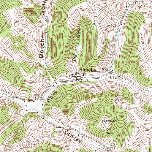 Topographic Map of Sancho Church, WV