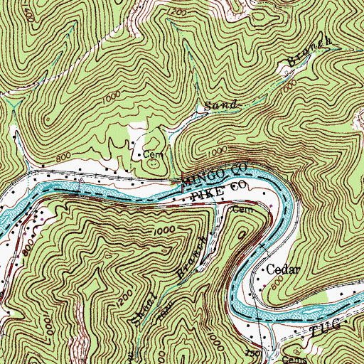 Topographic Map of Sand Branch, WV