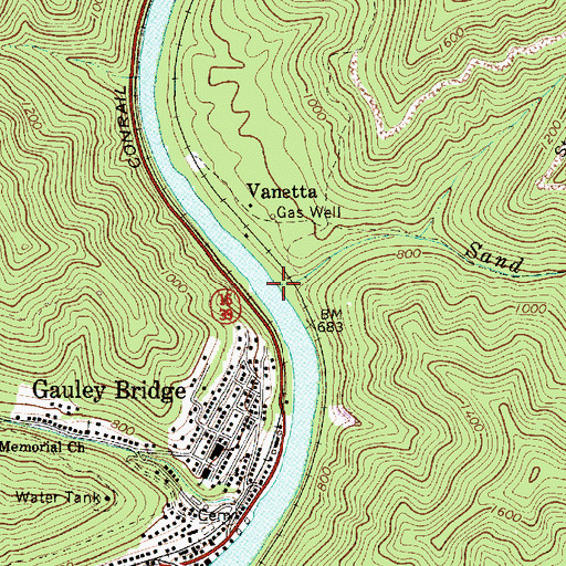 Topographic Map of Sand Branch, WV
