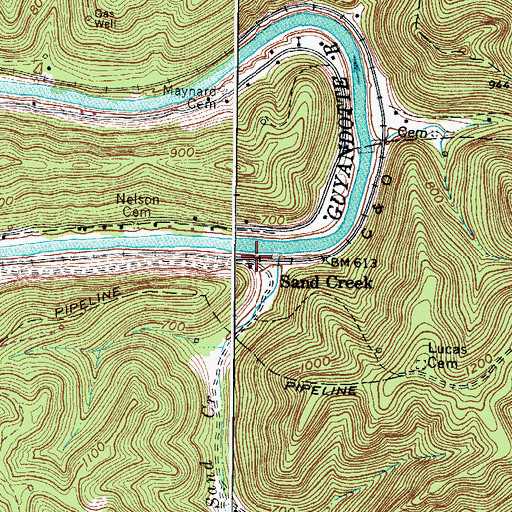Topographic Map of Sand Creek, WV