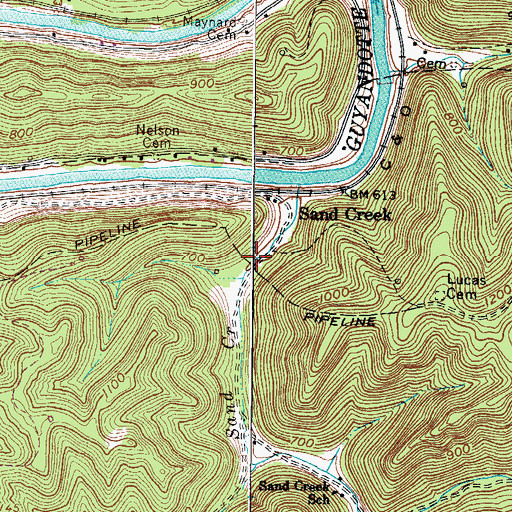 Topographic Map of Sand Creek, WV