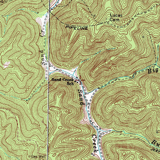 Topographic Map of Sand Creek School (historical), WV