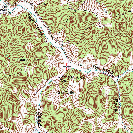 Topographic Map of Sand Fork, WV