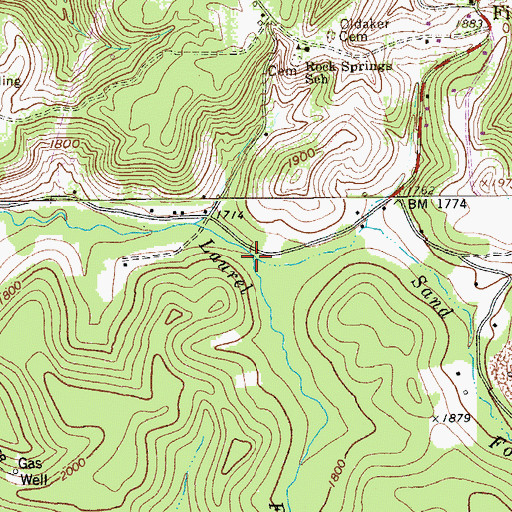 Topographic Map of Sand Fork, WV