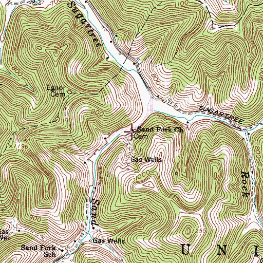 Topographic Map of Sand Fork Church, WV