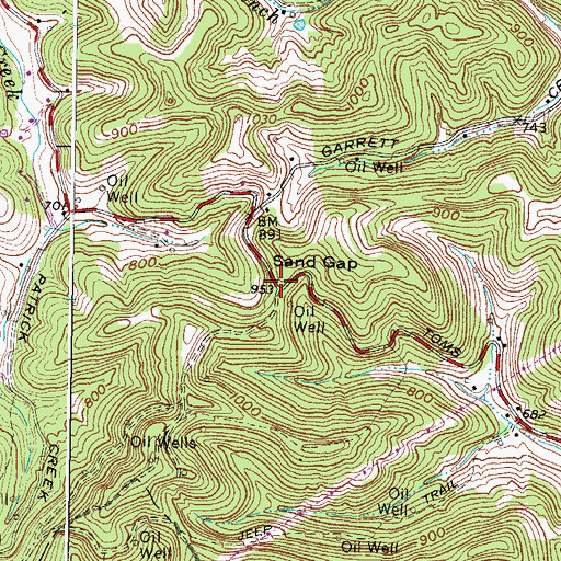 Topographic Map of Sand Gap, WV