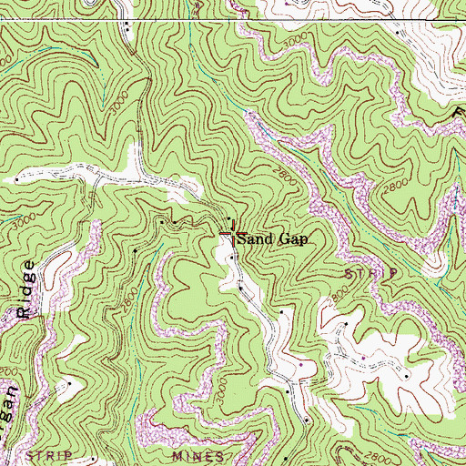 Topographic Map of Sand Gap, WV