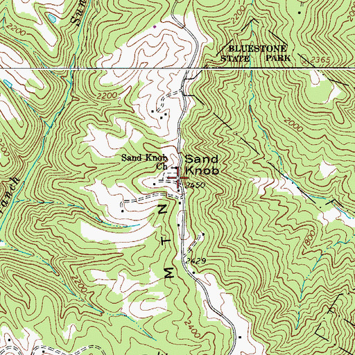 Topographic Map of Sand Knob, WV