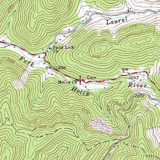 Topographic Map of Sand Lick Church, WV