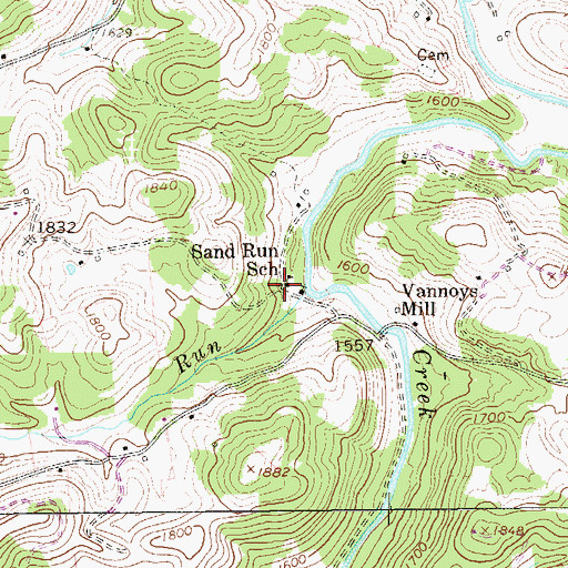 Topographic Map of Sand Run School (historical), WV