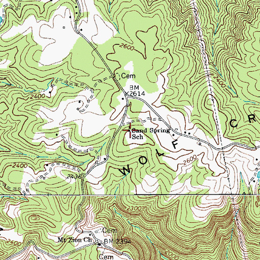 Topographic Map of Sand Spring School (historical), WV