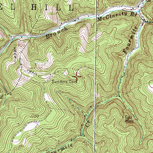 Topographic Map of Sanders Cemetery, WV