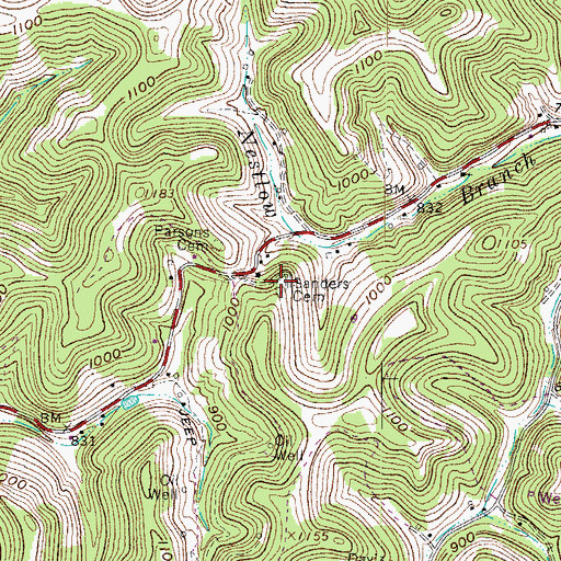 Topographic Map of Sanders Cemetery, WV
