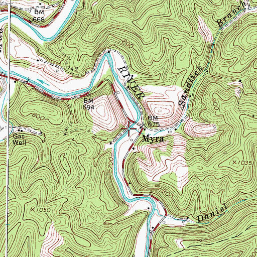 Topographic Map of Sandlick Branch, WV