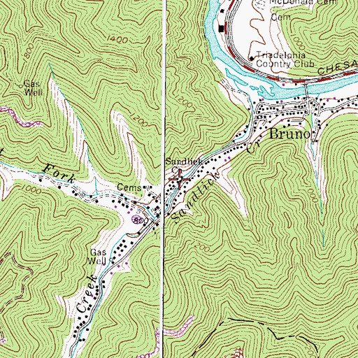 Topographic Map of Sandlick Church, WV