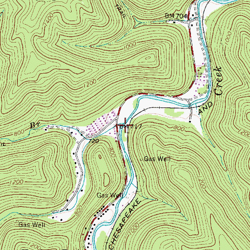 Topographic Map of Sandlick Creek, WV
