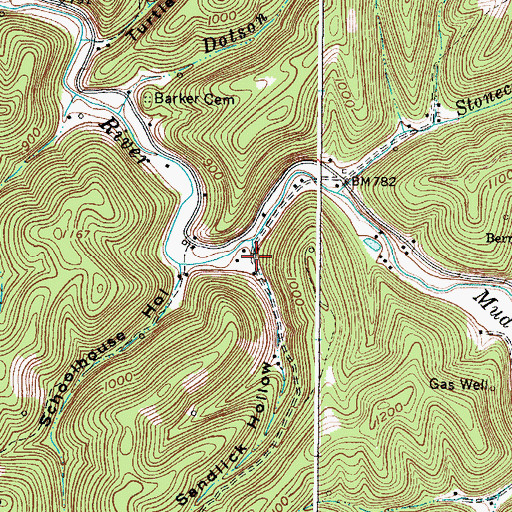 Topographic Map of Sandlick Hollow, WV