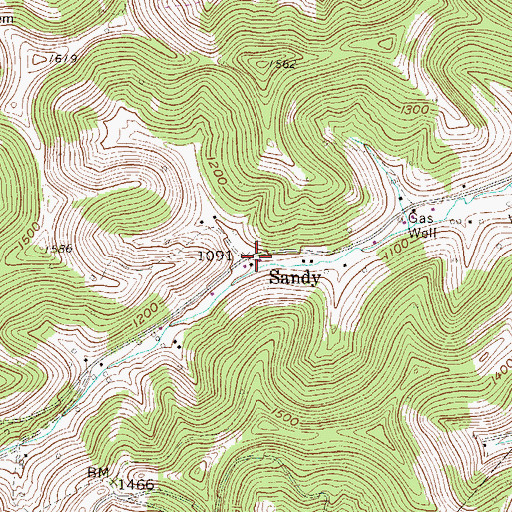 Topographic Map of Sandy, WV