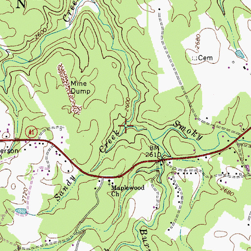 Topographic Map of Sandy Creek, WV