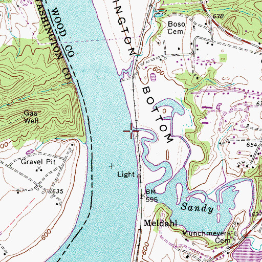 Topographic Map of Sandy Creek, WV